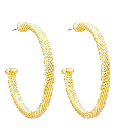 Gold Cable Hoop Earring