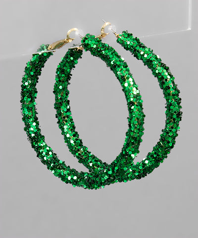 Festive Green Shimmer Hoops