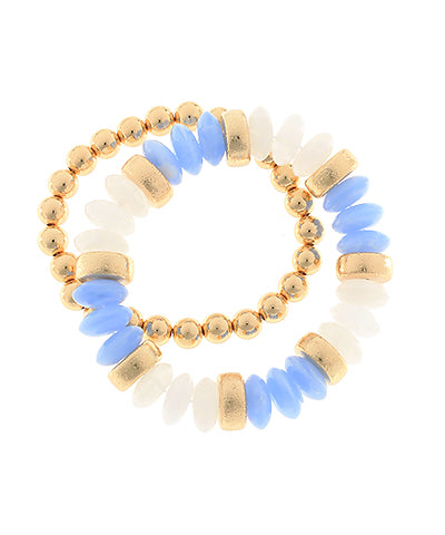 Blue Color Rondelle Beads Bracelet