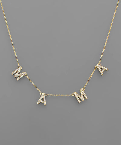 CZ "MAMA" Staion Necklace