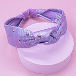 Purple Iridescent Rhinestone Studded Knot Headband