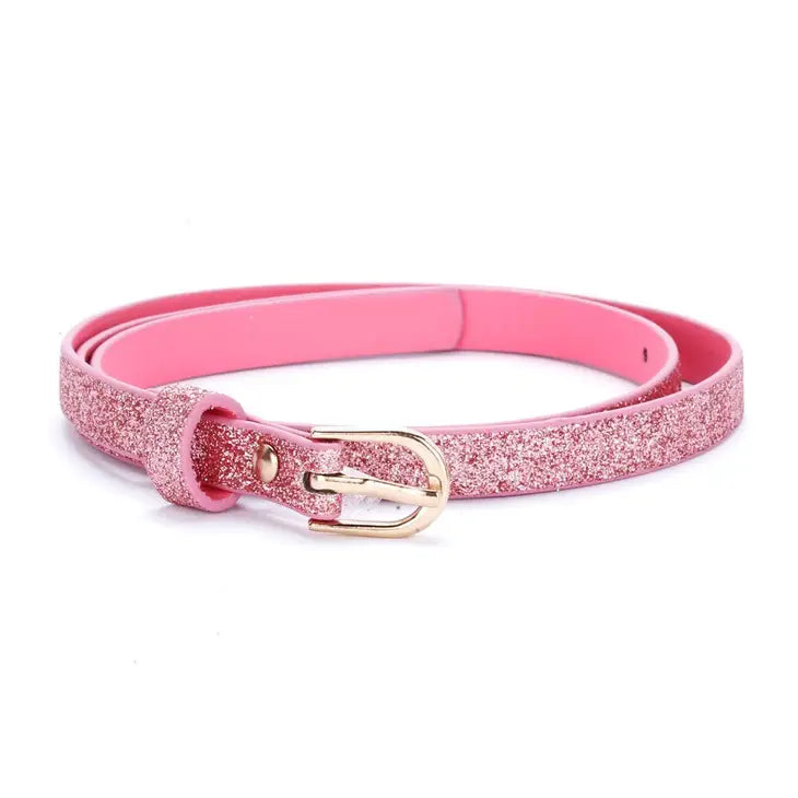 Ultra Skinny Glitter Belt - Rose Pink