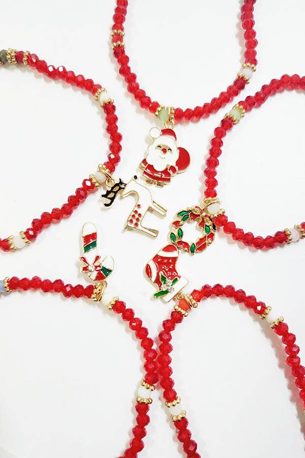 Christmas Charm Bead Stretch Bracelet