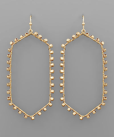 Matte Gold Deco Hexagon Earrings