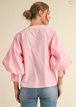 Seeing Pink Bubble Sleeve Top