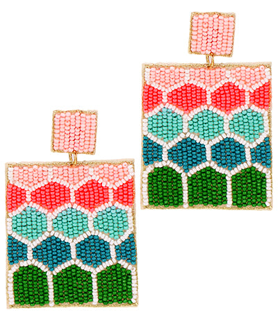 Green/Pink Color Crush Honeycomb Earrings