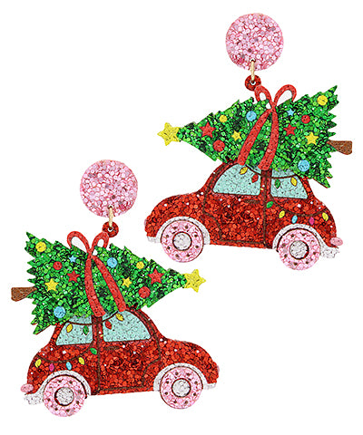 Christmas Tree & Car Glitter Earring