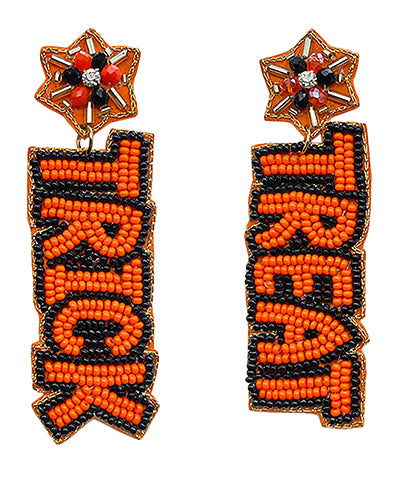 Orange Trick Treat Beaded Earrings