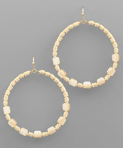 Acrylic Bead Circle Earrings Beige