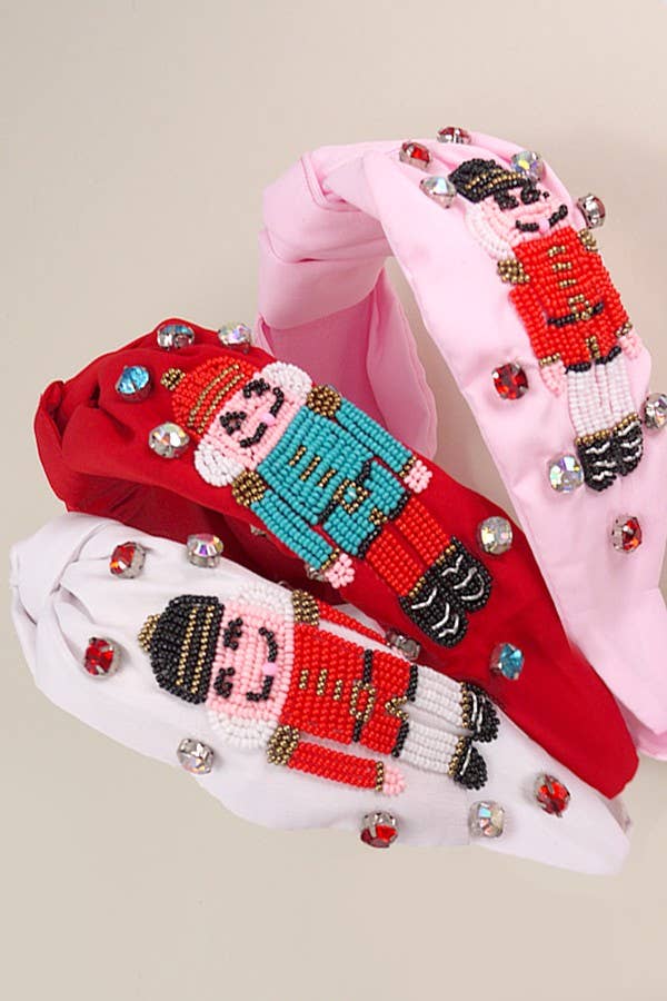 NUTCRACKER CHRISTMAS SEED BEADS HOLIDAY HEADBAND
