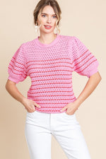 Pink Perfection Puffed Sleeve Knit