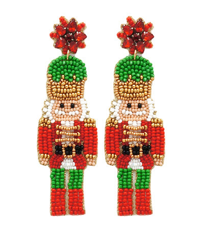 Red/Green Christmas Nutcracker Drop Earrings
