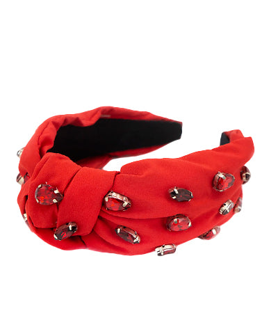 Teardrop Glass & Knot Headband Red