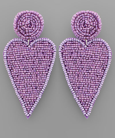 Violet Beaded Heart Earrings