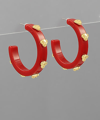 Elephant Head Station Acetate Hoops Red
