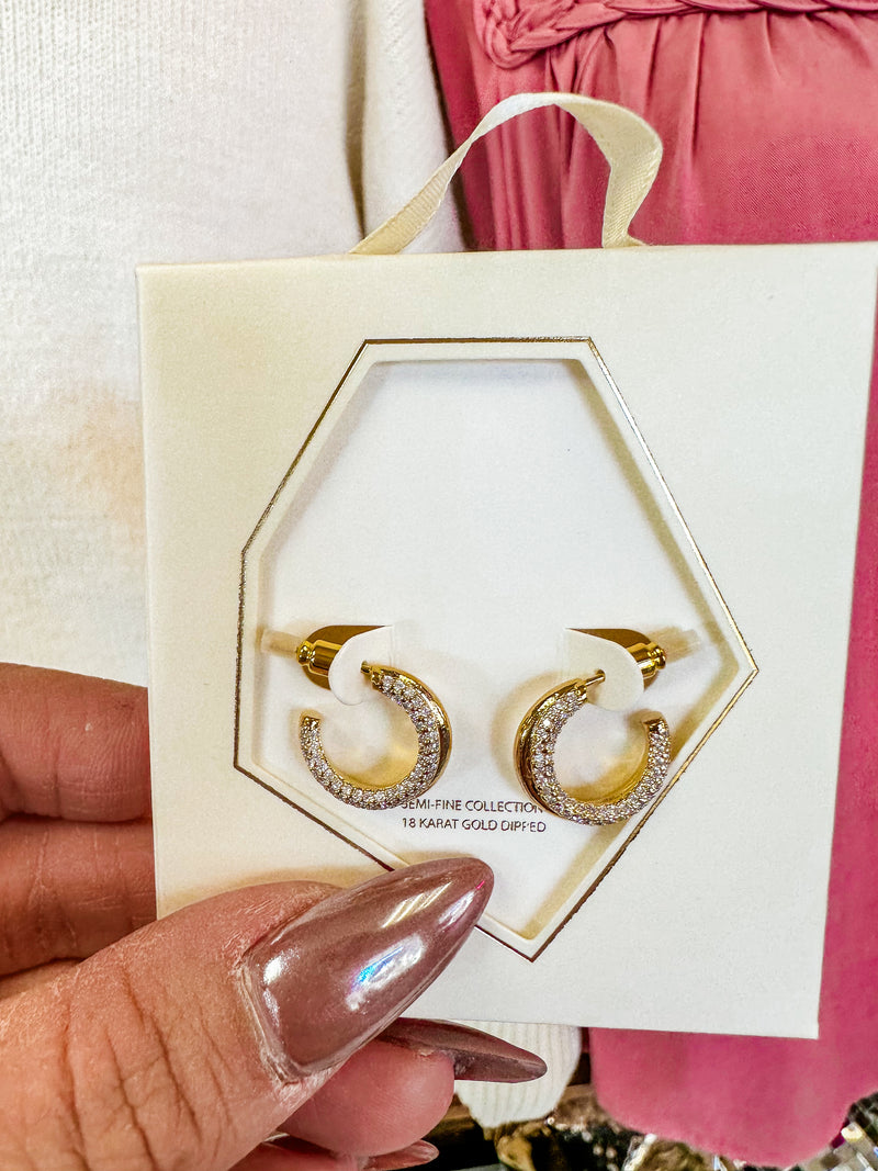 Layered Crystal & Metal Open Hoops