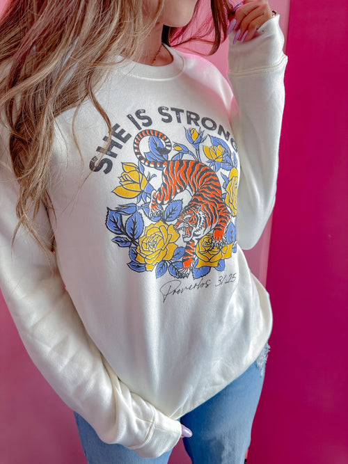SALE Vintage She is Strong Graphic Sweatshirt