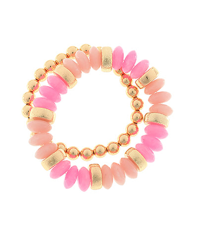 Pink Color Rondelle Beads Bracelet