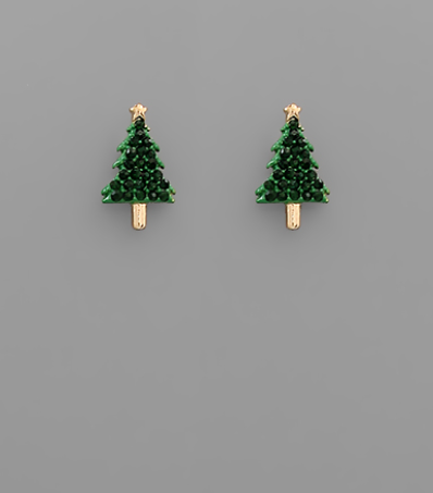 Christmas Tree Crystal Stud