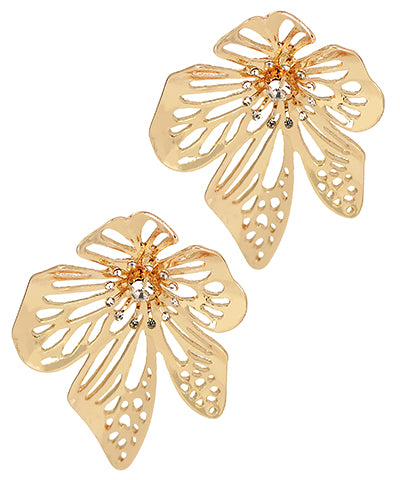 Pave Flower Filigree Earrings