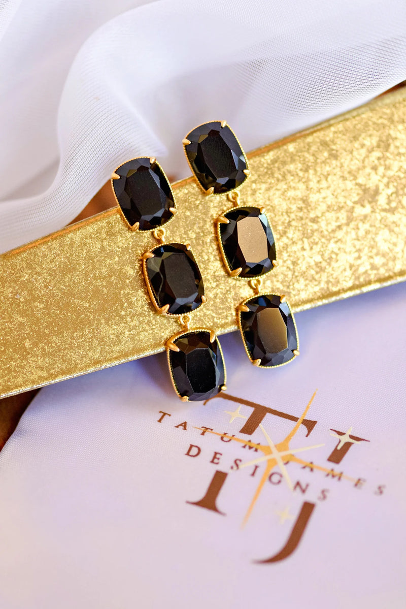 Tatum James Designs Chloe Earrings- Black Agate