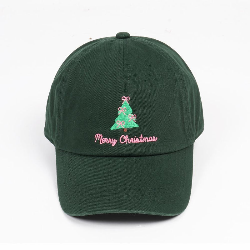 Merry Christmas' Bow Tree Embroidered Baseball Cap
