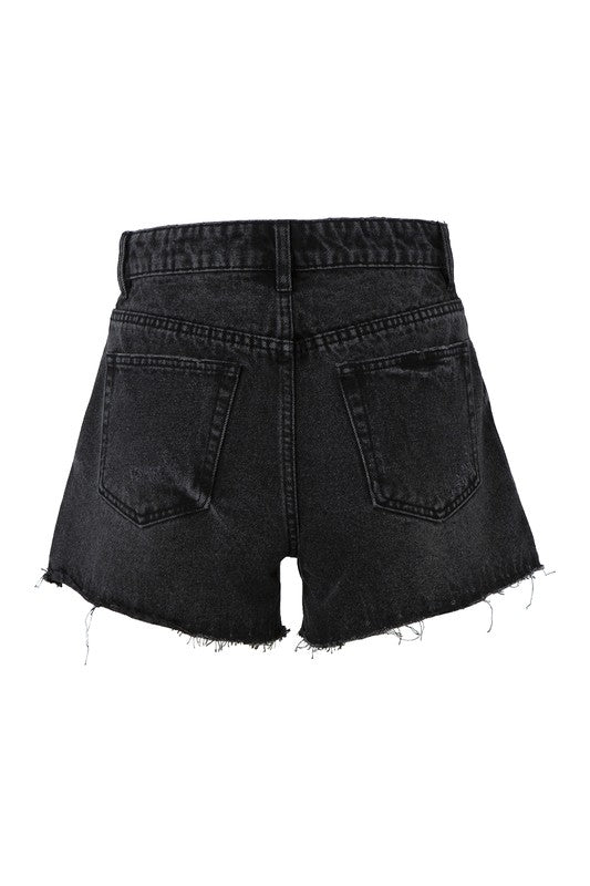 OE: Distressed denim shorts