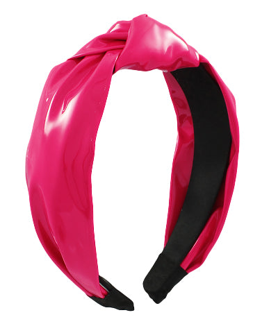 Knotted Patent Leather Headbands Pink