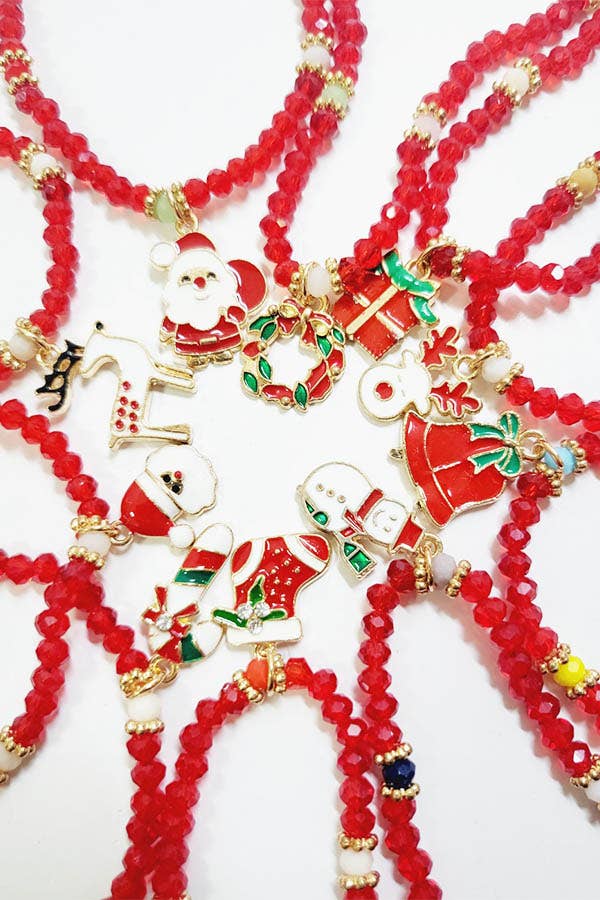 Christmas Charm Bead Stretch Bracelet