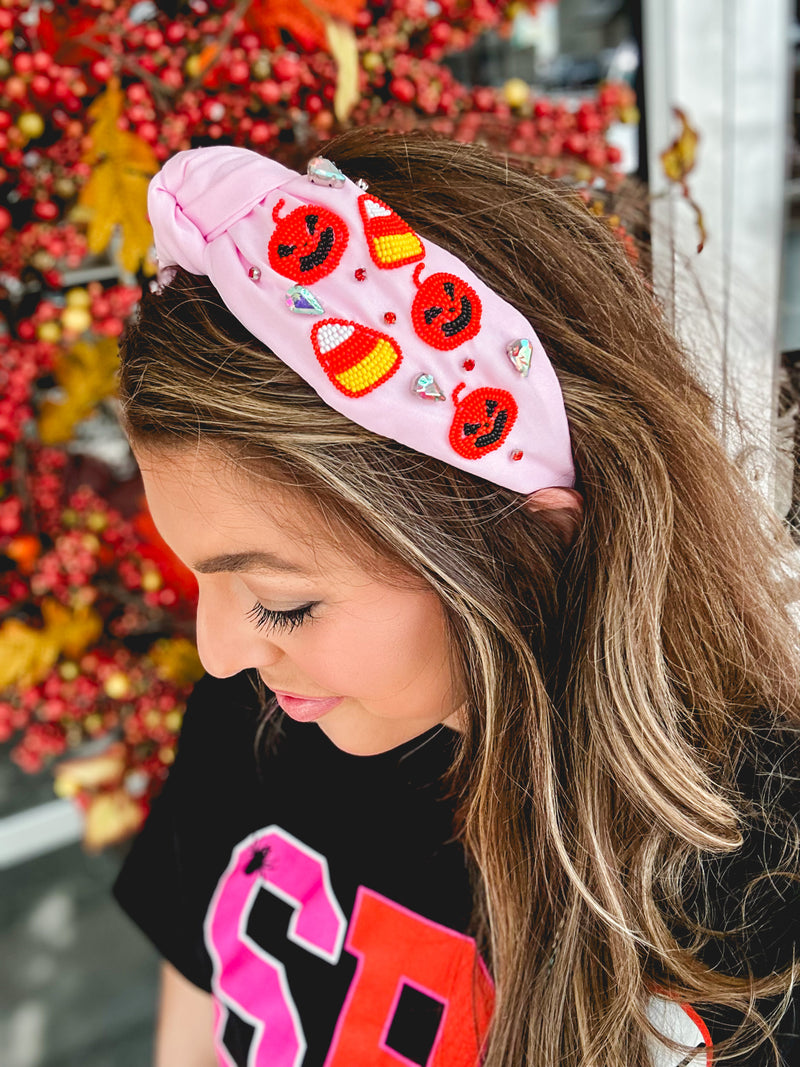 shoptheexchange Halloween Candy Corn & Pumpkin Headband