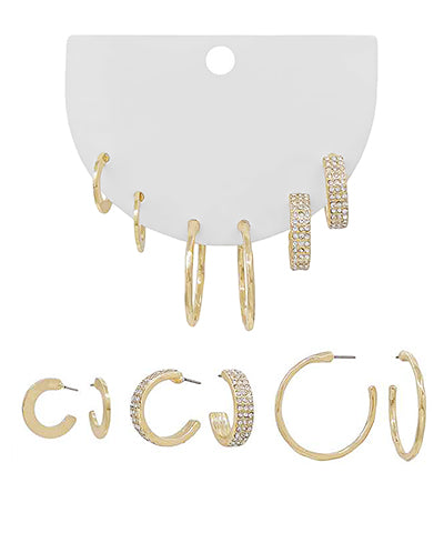 Pave Crystal Hoops Set