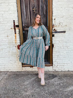Medium- Fall Season Paisley Printed Midi Dress