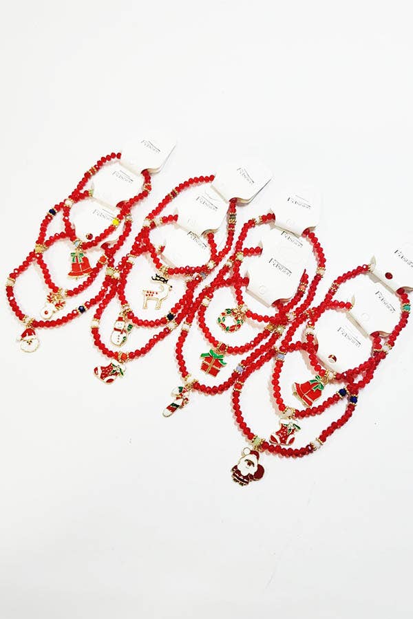 Christmas Charm Bead Stretch Bracelet