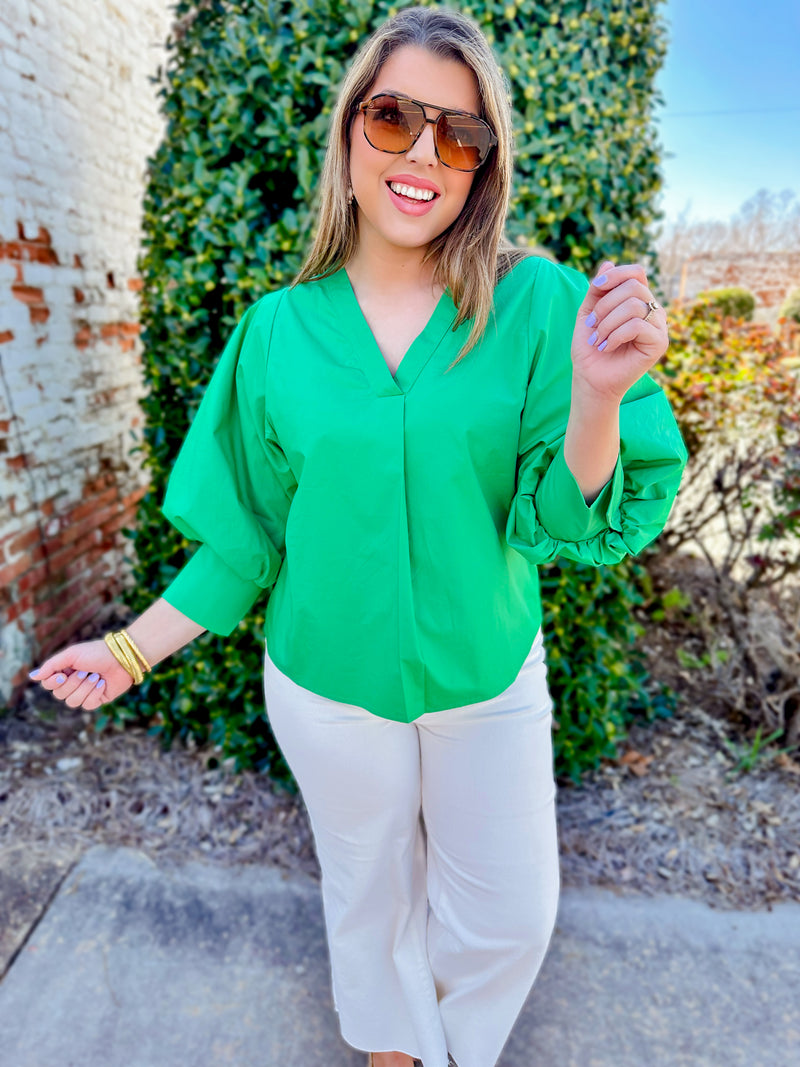 Seeing Green Bubble Sleeve Top