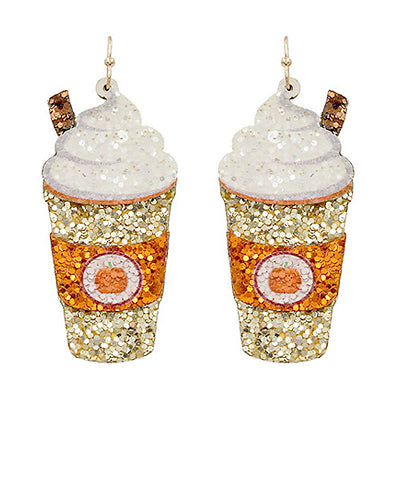 Glitter Pumpkin Latte Earrings