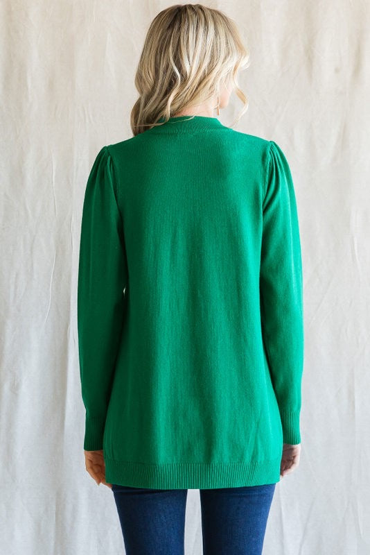 Present Time Puff Sleeve Top- Green