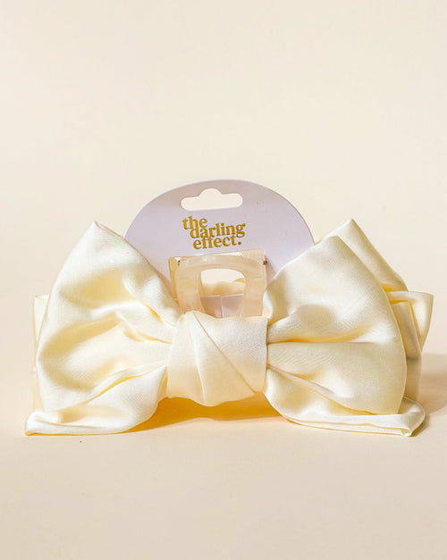 Satin Bow Claw Clip- Cream