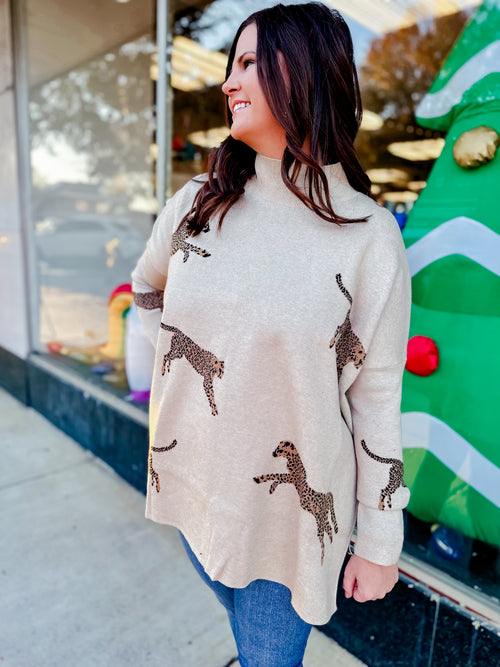 Steal Your Attention Jaguar Sweater in Oatmeal