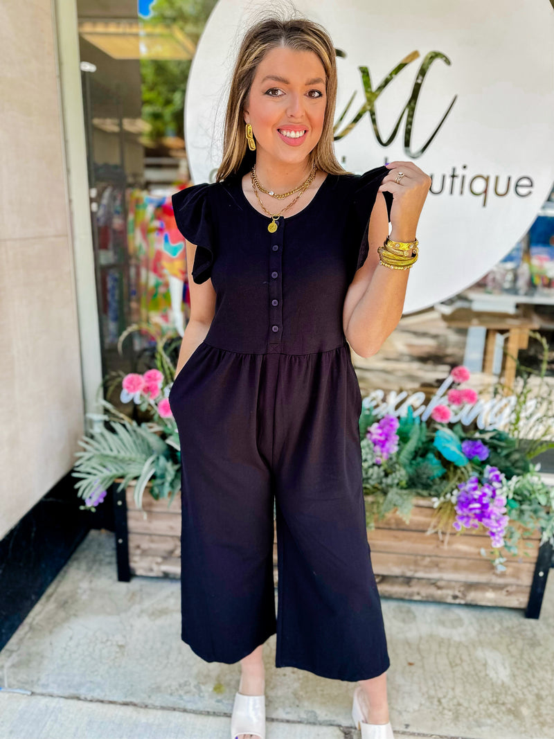 Camille Ruffle Button Down Jumpsuit