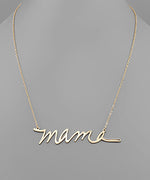 Gold MAMA Cursive Letter Necklace