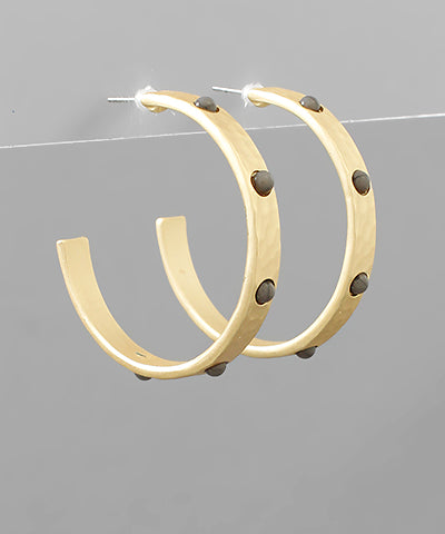Ball Studed Hammered Hoops Grey