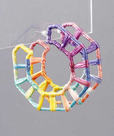 Fun Zone Raffia Hexagon Earrings - Multi