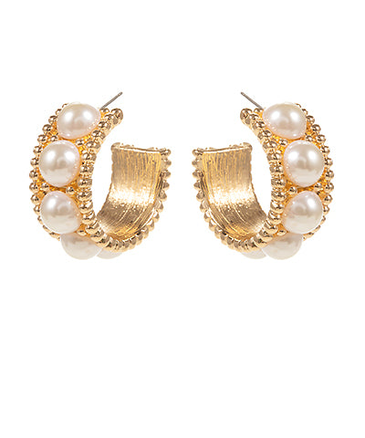 Stationed Pearl & Textured Hoops