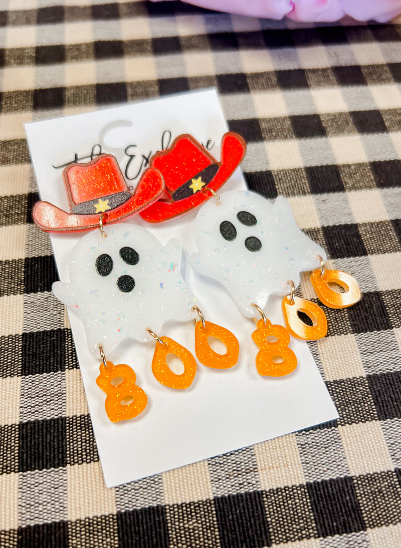 Cowgirl Ghost Boo Earrings