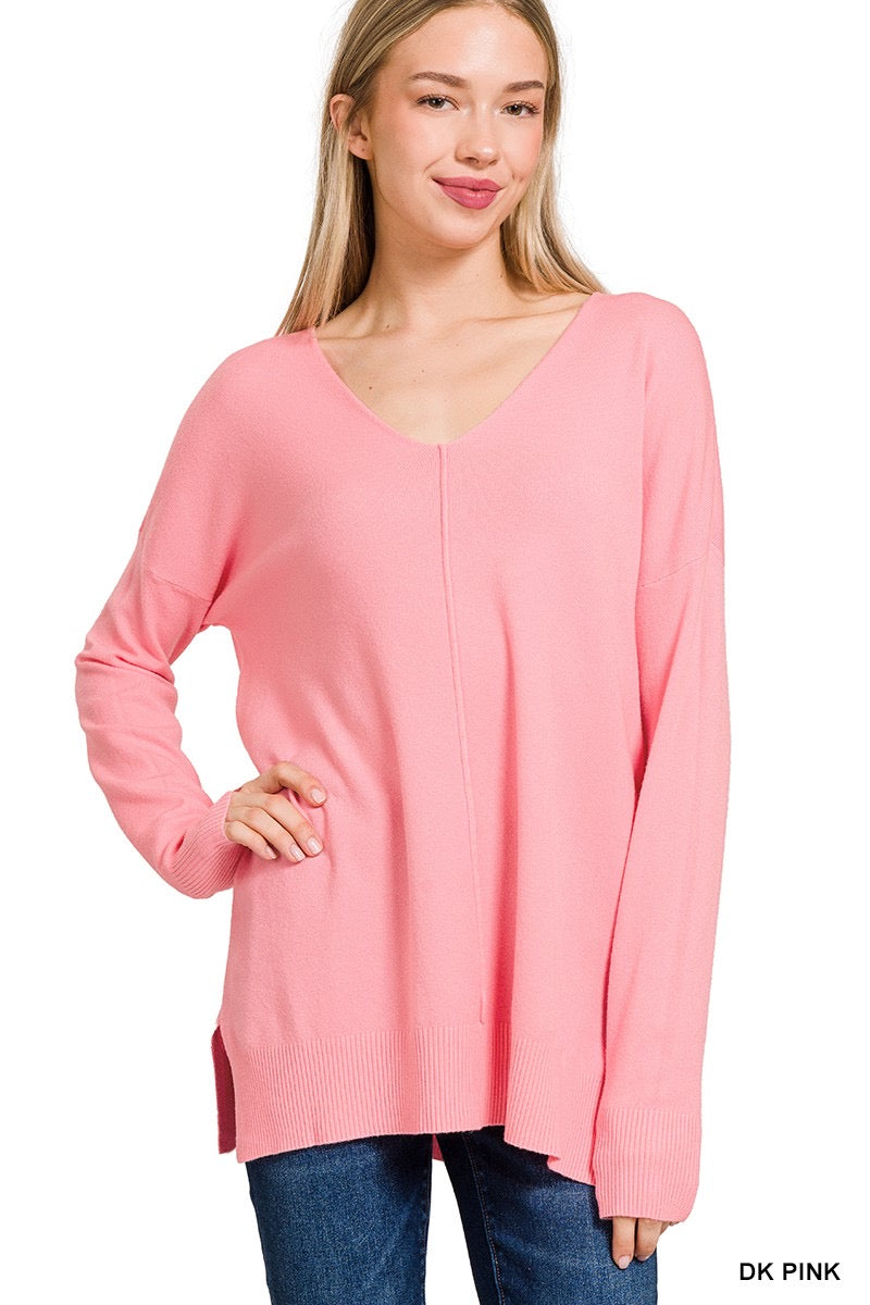 Dreamers Front Seam Sweaters - Dk. Pink