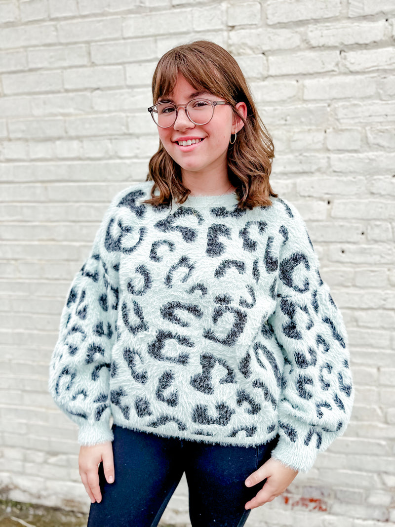 DEAL Mint Leopard Sweater