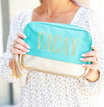 Gold Vacay Mint Cosmetic Bag