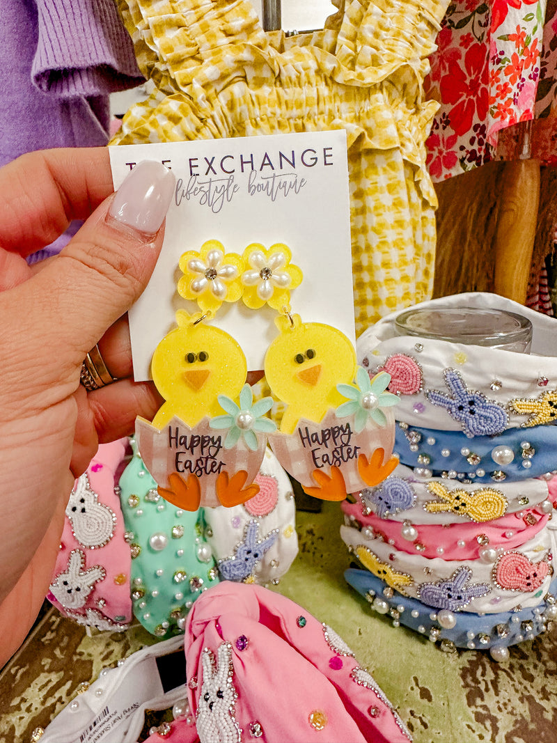 Hatched "HAPPY EASTER" Earrings