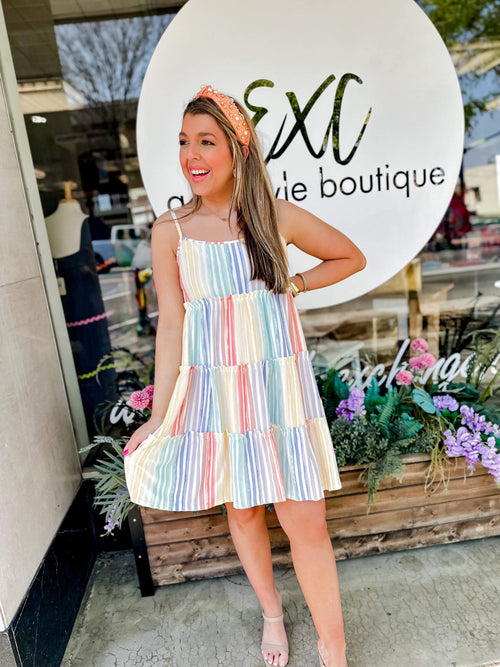 XLarge-Desi Pastel Stripe Dress