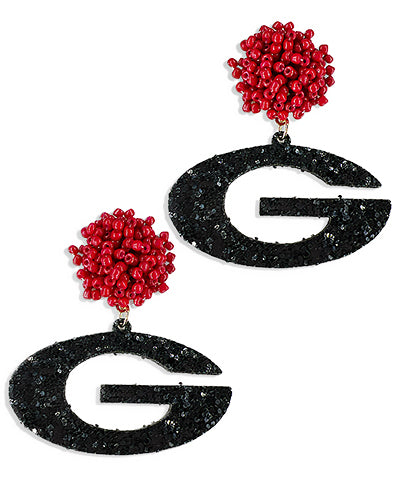 Beads Pompom G Letter Earring